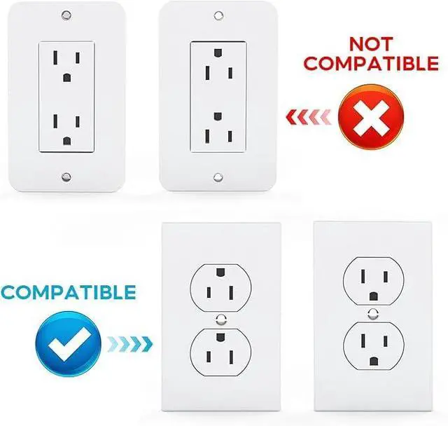 Alt view image 5 of 5 - Metal Outlet Shelf for Duplex Round Outlets, Wall Outlet Organizer with Cord Storage, Bathroom Kitchen Shelf Holder, Easy Install, 2 Pack