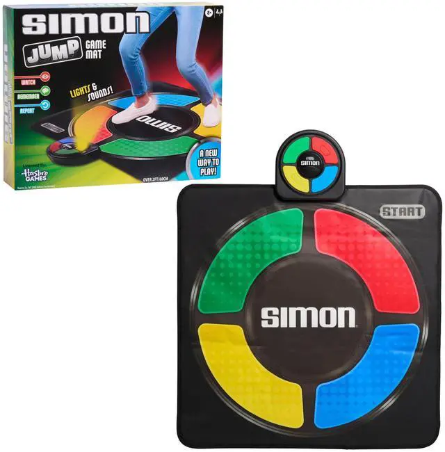 Main image of Hasbro Simon Jump Game Mat with Lights and Sounds, Electronic Memory Games for Kids, Kids Toys for Ages 8 Up