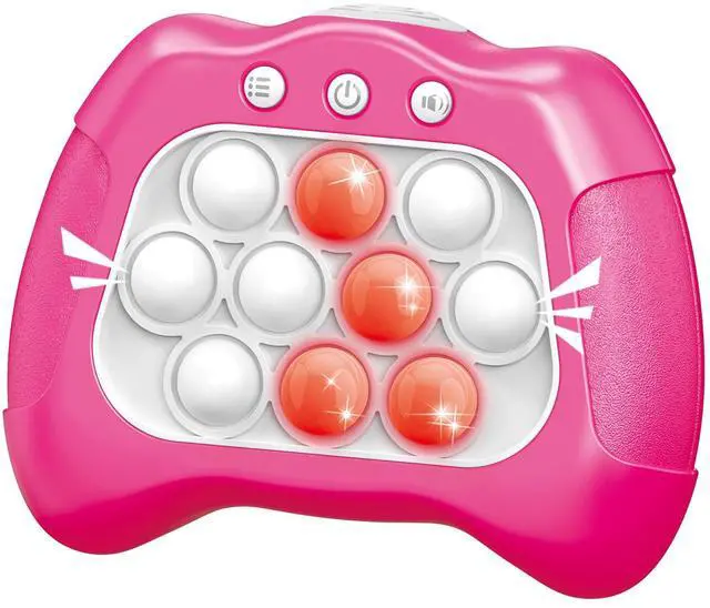 Main image of Pop Push Game Toy for Kids, Quick Fast Push Pop Puzzle Handheld Game Light up Fidget Toy 8-12, Bubble Sensory Toys Christmas Birthday Gifts for Kids Ages 3-12 (Pink)