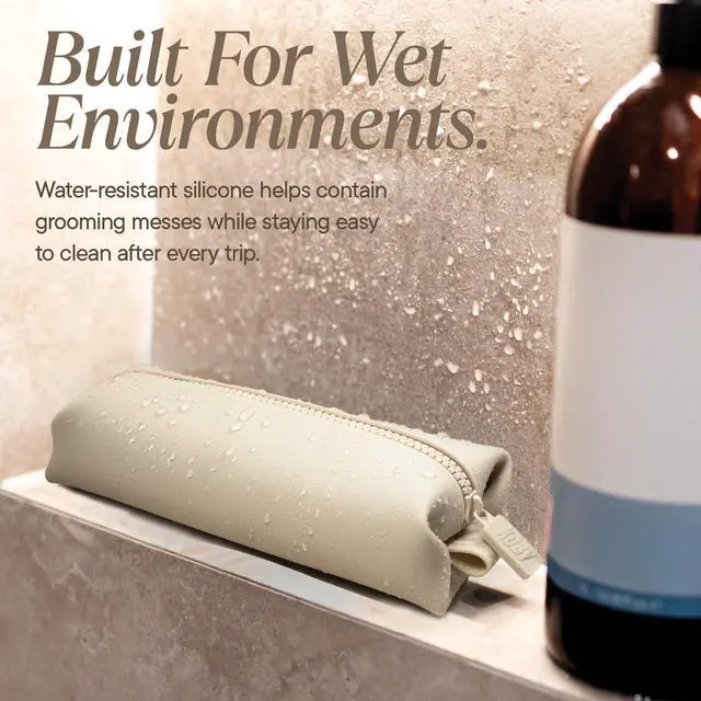 Alt view image 6 of 7 - The Koby Dopp Kit, Premium Silicone Toiletry Bag for Men, Compact Leak-Resistant Travel Organizer with Heavy-Duty Zipper, Easy-to-Clean Grooming Bag Mini 8.5" x 2.75" x 2", Sand