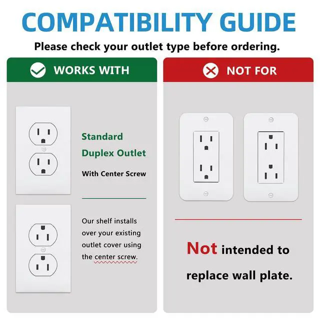 Alt view image 4 of 7 - Outlet Shelf Wall Holder with Cord Storage, Wall Outlet Shelf Organizer for Bathroom, Kitchen & Bedroom, Plug Shelf for Standard Outlet, Compatible with HomePod Mini, Google Home, Toothbrush & Phone