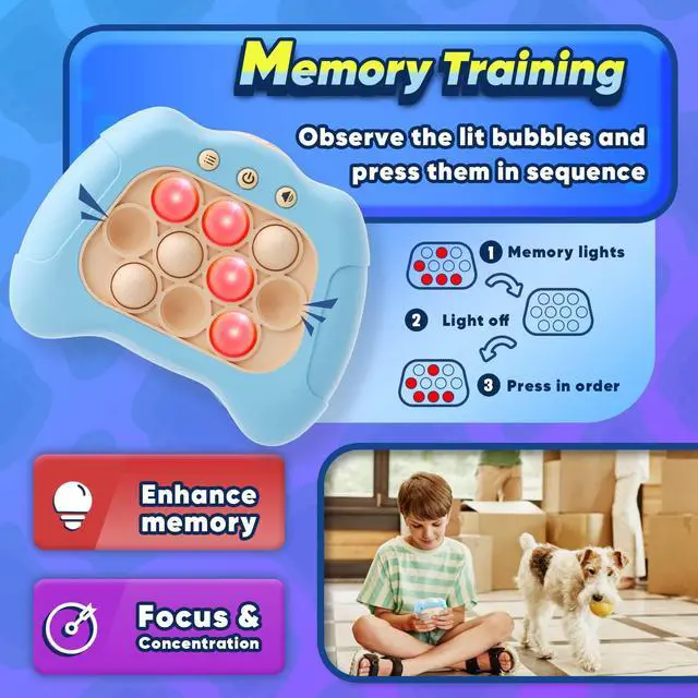 Alt view image 3 of 7 - Handheld Game for Kids 6-12, Sensory Fidget Toys for Kids 8-12, Birthday Gifts for 6 7 8 9 Year Old Boys & Girls & Teens-Blue