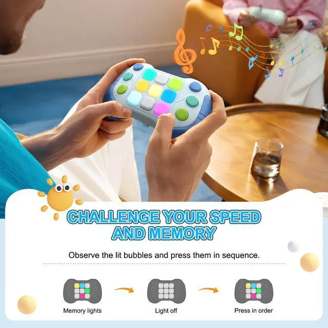 Alt view image 3 of 6 - Upgraded Flashing Handheld Game for Kids, Fast Push Fidget Game Toy, Quick Push Light Up Fidget Electronic Console for Teens, Birthday Gifts for 3-12 Year Old Boys Girls