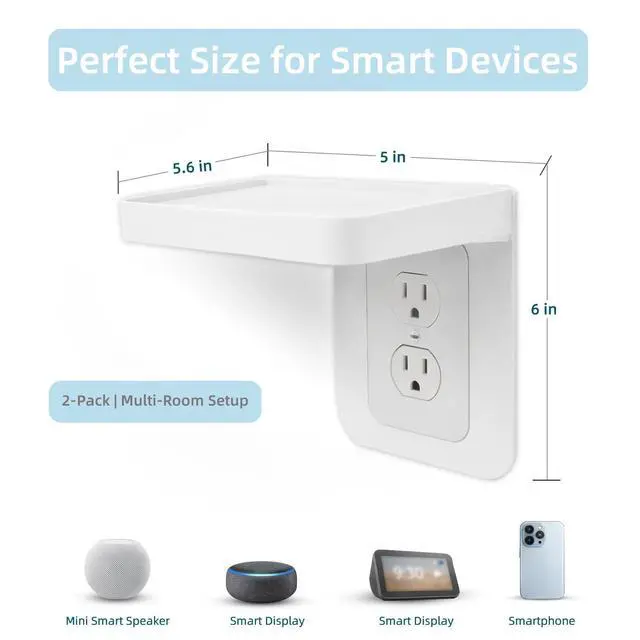 Alt view image 2 of 7 - Outlet Shelf, Bathroom Wall Holder with Built-in Cable Management, Wall Organizer for Smart Home Decor Space Saving Electric Toothbrush Use as Echo Holder (Vertical Decora&Duplex, 2, Pack)