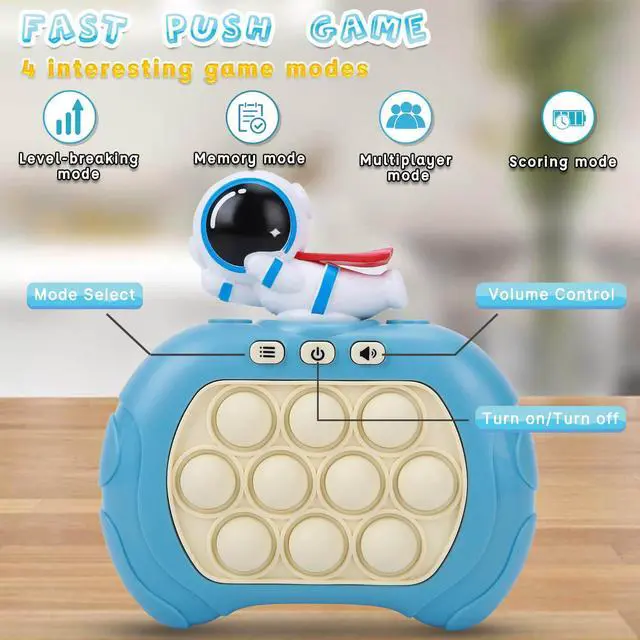 Alt view image 3 of 6 - Fast Push Bubble Game for Kids & Adults, Version 2, Pop Light Up Quick Push Fidget Toy Handheld Game. Great for 8-12 Year Old Boys & Girls, Travel Toys for Children