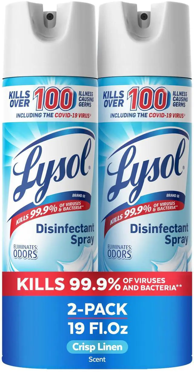 Main image of Disinfectant Spray, Household Cleaning Supplies, Disinfecting Multi-Purpose Room Spray, Antibacterial Sanitizer, Deodorizer, Kills Hantavirus, Crisp Linen, 19 Fl Oz (Pack of 2)