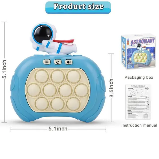 Alt view image 6 of 6 - Fast Push Bubble Game for Kids & Adults, Version 2, Pop Light Up Quick Push Fidget Toy Handheld Game. Great for 8-12 Year Old Boys & Girls, Travel Toys for Children