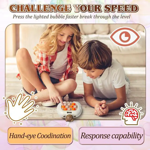 Alt view image 3 of 6 - Pop Game Light Up Fidget Toy for Kids 5-7 8-12, Handheld Puzzle Game Sensory Toys with LED Screen, Christmas Toys Gifts for 3-12 Year Old Boys Girls (Bear)