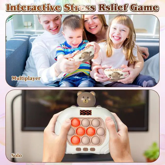 Alt view image 5 of 6 - Pop Game Light Up Fidget Toy for Kids 5-7 8-12, Handheld Puzzle Game Sensory Toys with LED Screen, Christmas Toys Gifts for 3-12 Year Old Boys Girls (Bear)