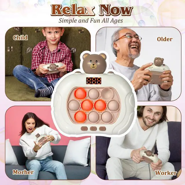 Alt view image 6 of 6 - Pop Game Light Up Fidget Toy for Kids 5-7 8-12, Handheld Puzzle Game Sensory Toys with LED Screen, Christmas Toys Gifts for 3-12 Year Old Boys Girls (Bear)