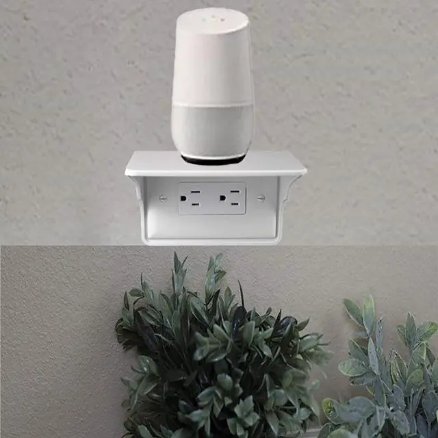 Alt view image 6 of 7 - Horizontal Wall Outlet Shelf. Home Wall Shelf Organizer for Outlets. Perfect for Bathroom, Kitchen, Bedrooms with Cord Management and Easy Installation. White 2-Pack