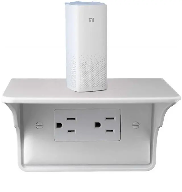 Alt view image 4 of 7 - Horizontal Wall Outlet Shelf. Home Wall Shelf Organizer for Outlets. Perfect for Bathroom, Kitchen, Bedrooms with Cord Management and Easy Installation. White 2-Pack
