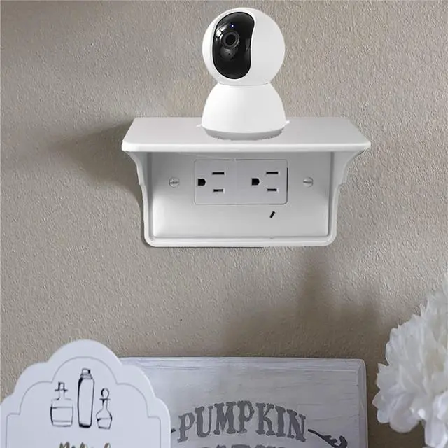 Alt view image 5 of 7 - Horizontal Wall Outlet Shelf. Home Wall Shelf Organizer for Outlets. Perfect for Bathroom, Kitchen, Bedrooms with Cord Management and Easy Installation. White 2-Pack