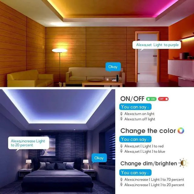 Alt view image 5 of 6 - Smart WiFi RGBW LED Controller 2-Output 5 Pin with 24-Key Remote,Compatible with Alexa&Google Assistant,Voice/APP Control Strip Lights for Android/iOS System(WiFi LED Controller Only)