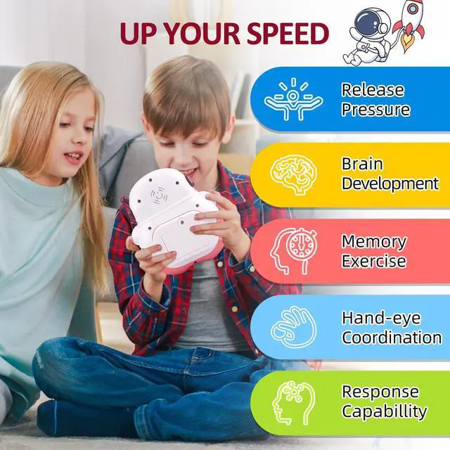 Alt view image 2 of 6 - Fast Push Fidget Toy - Handheld Light Up Sensory Puzzle Game for Kids, Birthday & Easter Gift for Boys Girls Ages 3-12 (Blue-Astronaut)