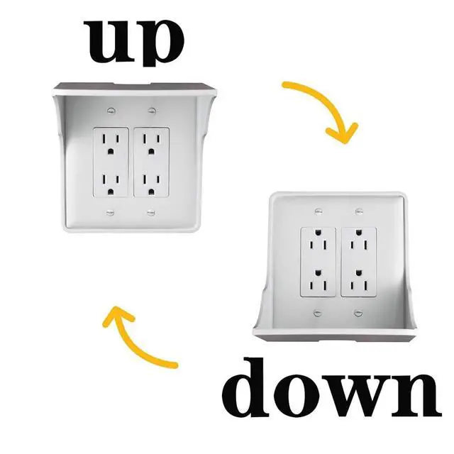 Alt view image 4 of 7 - 2 Pac White Double Wall Outlet Shelf-Home Wall Shelf Organizer for Outlets, Perfect for Bathroom, Kitchen, Bedrooms with Cord Management and Easy Installation