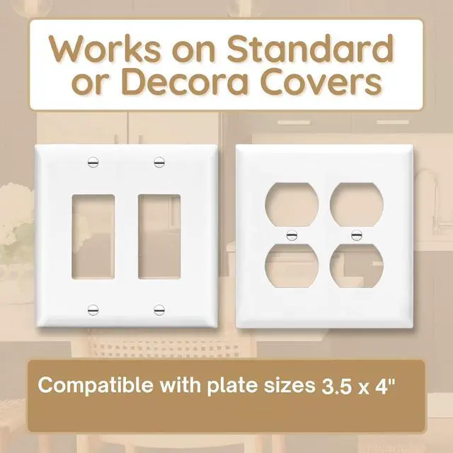 Alt view image 7 of 7 - 2 Pac White Double Wall Outlet Shelf-Home Wall Shelf Organizer for Outlets, Perfect for Bathroom, Kitchen, Bedrooms with Cord Management and Easy Installation