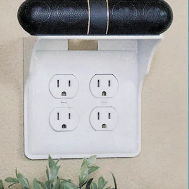 Alt view image 6 of 7 - 2 Pac White Double Wall Outlet Shelf-Home Wall Shelf Organizer for Outlets, Perfect for Bathroom, Kitchen, Bedrooms with Cord Management and Easy Installation