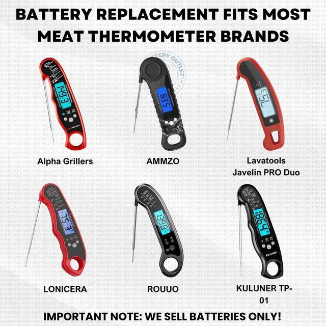 Alt view image 2 of 7 - Meat Thermometer Battery Replacement Kit (2-Pack) CR2032 - Compatible with Most Brands - Coin Cell Battery for Meat Thermometers