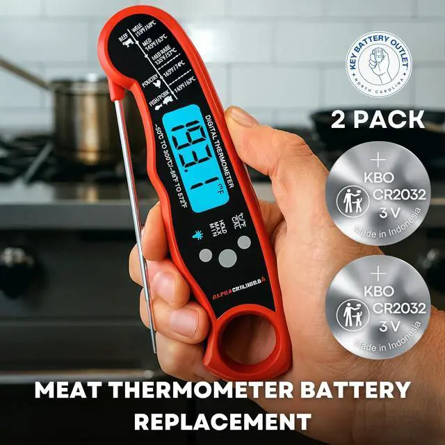 Alt view image 3 of 7 - Meat Thermometer Battery Replacement Kit (2-Pack) CR2032 - Compatible with Most Brands - Coin Cell Battery for Meat Thermometers