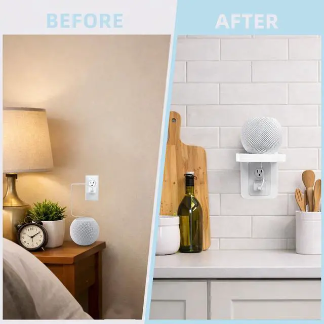 Alt view image 2 of 6 - Outlet Shelf with Cord Storage, White Wall Holder for Bathroom, 1 Pack