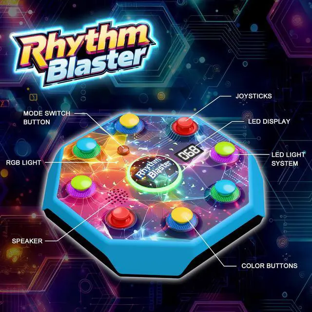 Alt view image 3 of 7 - Electronic Table Reflex Game for Solo & 2 Players, Light-Up Memory & Reaction Toy with 4 Game Modes, Family Brain Training Gift for Kids 6 7 8 9 10 11 Year Old Boys & Girls
