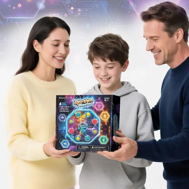 Alt view image 5 of 7 - Electronic Table Reflex Game for Solo & 2 Players, Light-Up Memory & Reaction Toy with 4 Game Modes, Family Brain Training Gift for Kids 6 7 8 9 10 11 Year Old Boys & Girls