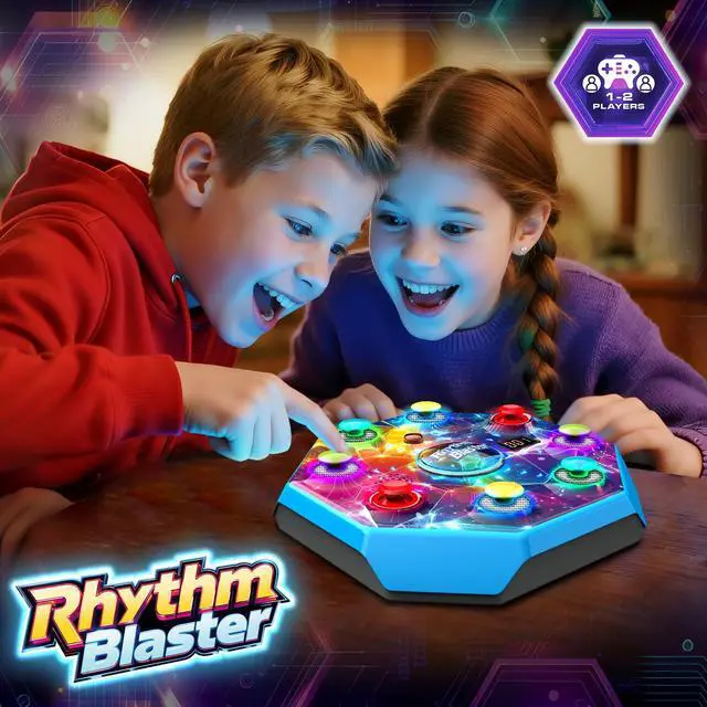 Alt view image 6 of 7 - Electronic Table Reflex Game for Solo & 2 Players, Light-Up Memory & Reaction Toy with 4 Game Modes, Family Brain Training Gift for Kids 6 7 8 9 10 11 Year Old Boys & Girls