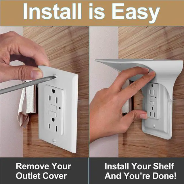 Alt view image 6 of 7 - 2 pack Double Wall Outlet Shelf with Cord Storage-wall outlet shelf, outlet shelf storage Perfect for Bathroom,Bedrooms -outlet shelf-wall outlet extender with shelf-Home outlet with shelf (white)