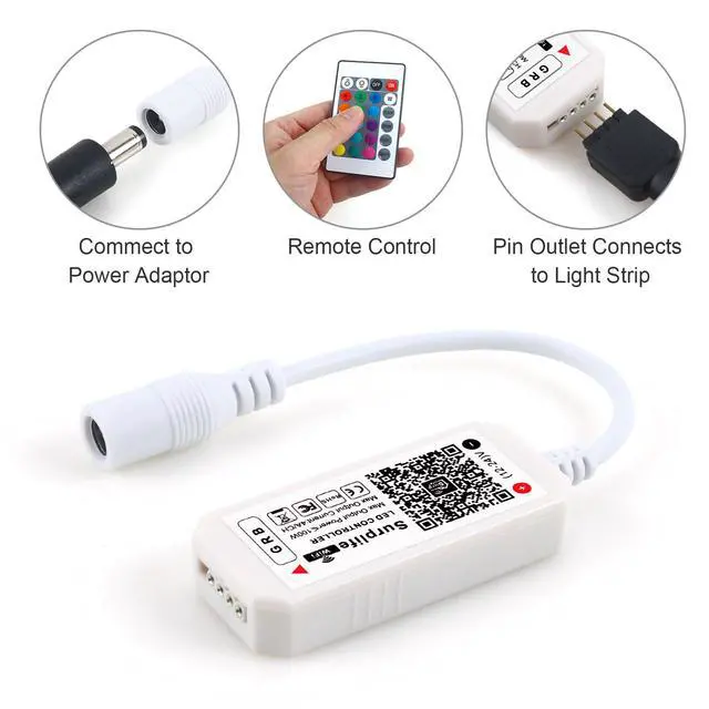 Alt view image 3 of 7 - 4 Pin WiFi RGB LED Controller, RF Wireless Remote Control, DC 5V/12V/24V for 5050 3528 5630 RGB LED Strip Lights, Compatible with Alexa Google Home IFTTT