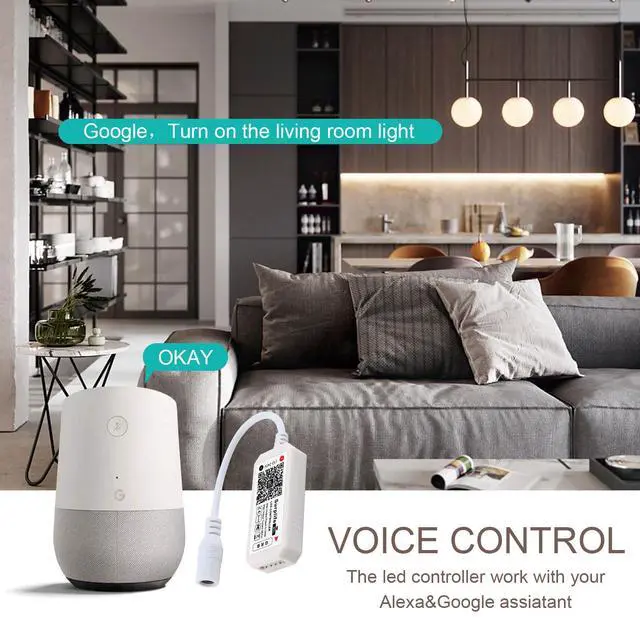 Alt view image 5 of 7 - 4 Pin WiFi RGB LED Controller, RF Wireless Remote Control, DC 5V/12V/24V for 5050 3528 5630 RGB LED Strip Lights, Compatible with Alexa Google Home IFTTT