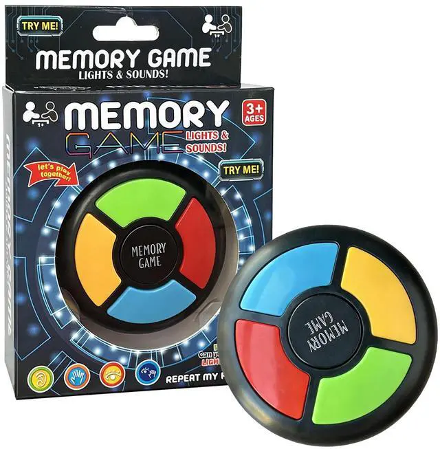 Main image of Memory Game Lights and Sounds, Brain Training Reaction Game for Kids Ages 3+, Handheld Travel Interactive Toy for Boys & Girls