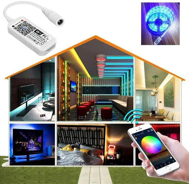 Alt view image 3 of 7 - Smart WiFi LED Controller, RGB Led Strip Lights Wireless Controller, Compatible with Alexa & Google Home & IFTTT, Free Magic Home App via iOS or Android Smartphone (2 Pack)