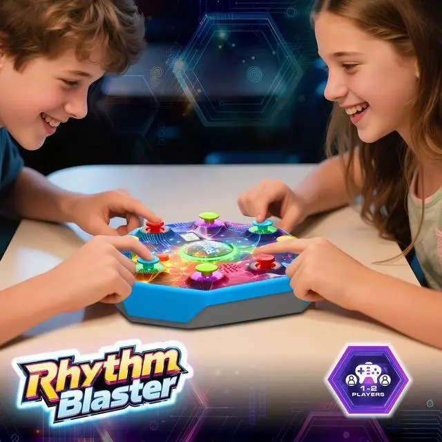 Alt view image 7 of 7 - Electronic Table Reflex Game for Solo & 2 Players, Light-Up Memory & Reaction Toy with 4 Game Modes, Family Brain Training Gift for Kids 6 7 8 9 10 11 Year Old Boys & Girls