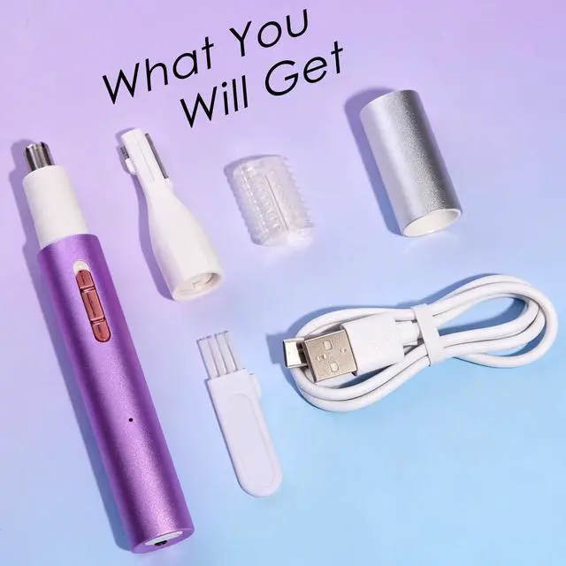 Alt view image 7 of 7 - Ear and Nose Hair Trimmer for Women & Men, 2-in-1 Rechargeable Painless Facial & Eyebrow Hair Remover Tool, Electric Clipper with Dual-Edge Blades, Easy to Clean(Pink)