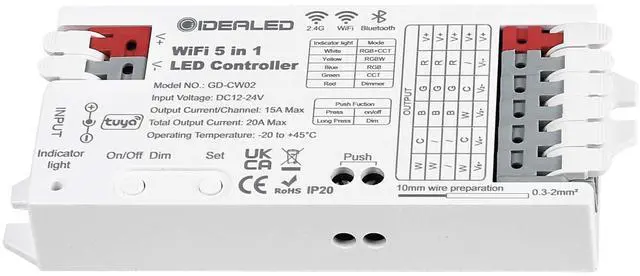 Main image of Smart 5 in 1 WiFi LED Controller RGBWW for Strip Lights RGBCCT RGBW RGB CCT and 5 White Strips,Work with Alexa/Google Assistant,APP/Voice Control Color Change Dimming(Only a WiFi Controller)