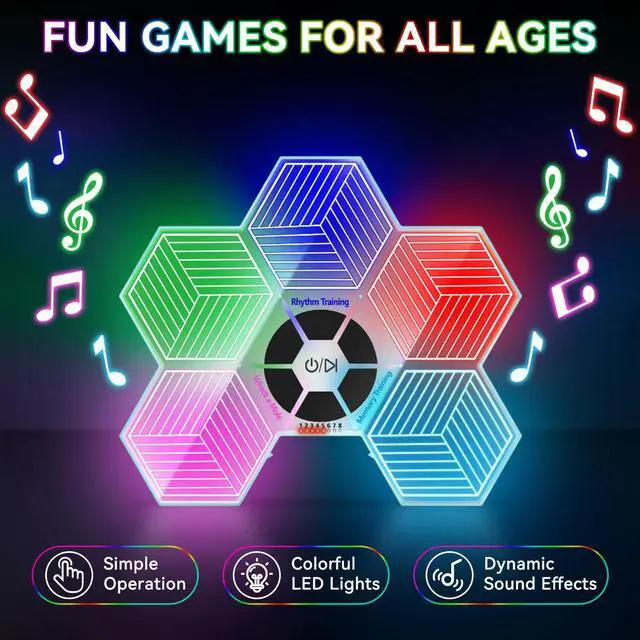 Alt view image 4 of 7 - Light Up Memory Game Handheld Electronic Toys with Lights and Sound Effects, Smart Multi-Function Desktop Metronome, Puzzle Memory Rhythm Training Board Challenge for Kids Ages 3 4 5 6 and Up