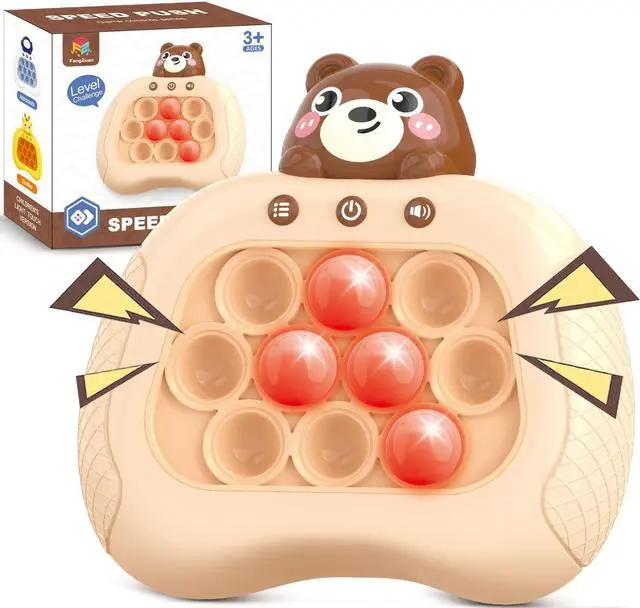 Main image of Fast Push Game Fidget Toys, Handheld Game Console, Bubble Game Console, Puzzle Game, Light up Push Game Kids Toys for Ages 3-12, Birthday for Boys Girls Adult (Brown Bear)