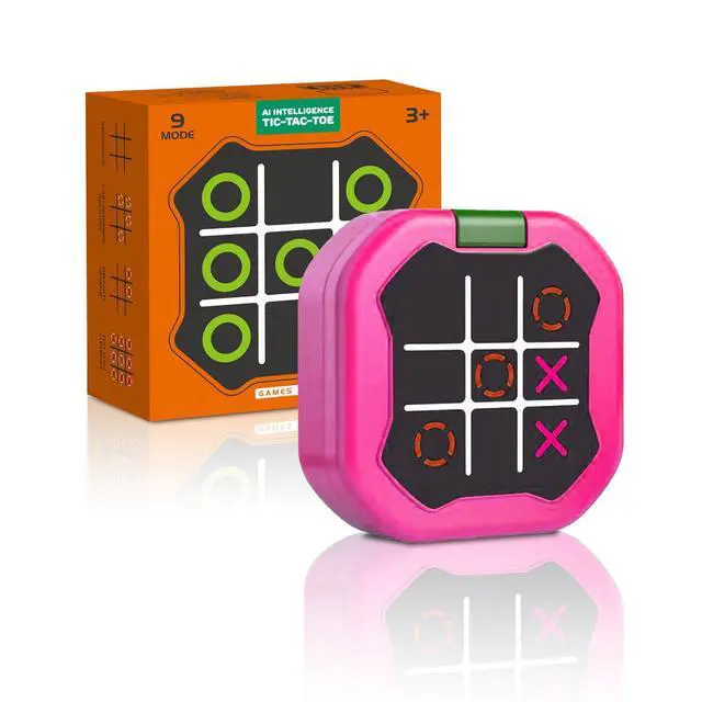 Alt view image 2 of 7 - Multi-in-one Handheld Digital Tic Tac Toe Bolt Game with Silent Mode Game Portable Learing Toy Gift for Kids & Adults and Educational Boys and Girls (Rose red)