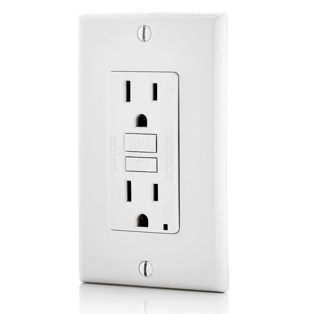 Alt view image 2 of 4 - GFCI Outlet, 15 Amp, Self Test, Non Tamper-Resistant with LED Indicator Light, Protection from Electric Shock and Electrocution, GFNT1-W, White