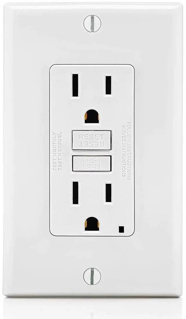 Main image of GFCI Outlet, 15 Amp, Self Test, Non Tamper-Resistant with LED Indicator Light, Protection from Electric Shock and Electrocution, GFNT1-W, White