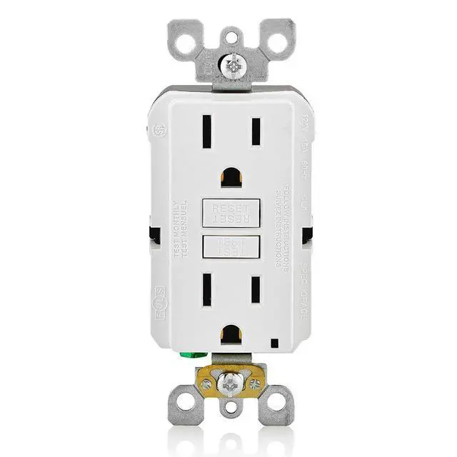 Alt view image 3 of 4 - GFCI Outlet, 15 Amp, Self Test, Non Tamper-Resistant with LED Indicator Light, Protection from Electric Shock and Electrocution, GFNT1-W, White