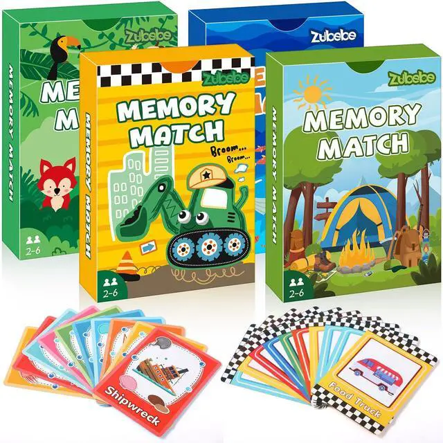 Main image of 4 Sets Memory Matching Game for Kids Memory Match Fun Matching Game Educational Toys for Family Night, Party Favors, Classroom Prizes (Style 2)