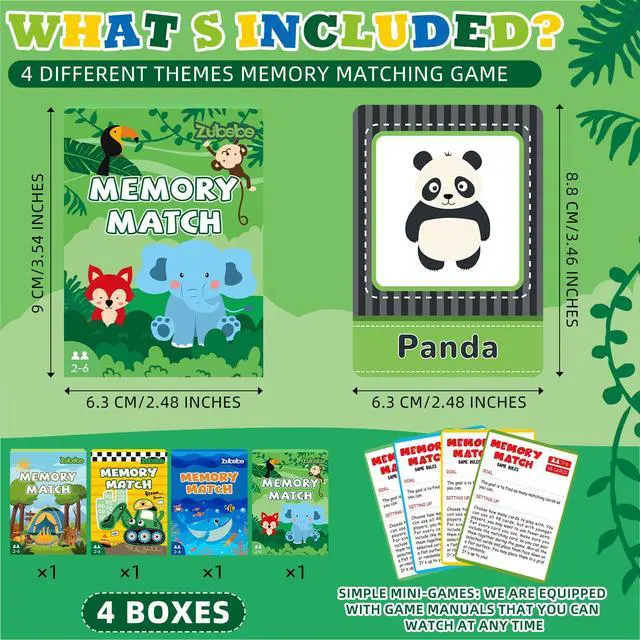 Alt view image 2 of 7 - 4 Sets Memory Matching Game for Kids Memory Match Fun Matching Game Educational Toys for Family Night, Party Favors, Classroom Prizes (Style 2)