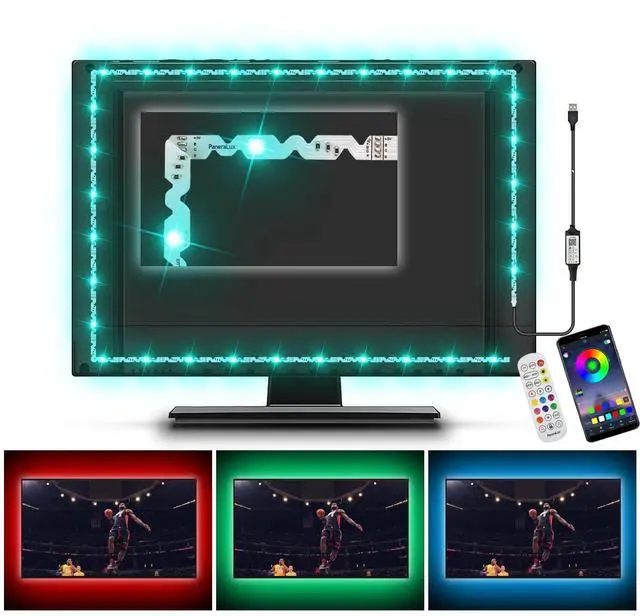 Main image of Led Light for TV Backlight, 16.4ft/5m RGB+W Behind TV Bias Lighting,USB Powered Led Strip Lights for HDTV PC Computer,Music Sync & Timer,Gaming Room Bedroom Decor Immersive Home Theater