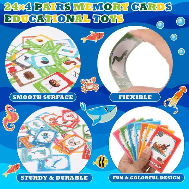 Alt view image 4 of 7 - 4 Sets Memory Matching Game for Kids Memory Match Fun Matching Game Educational Toys for Family Night, Party Favors, Classroom Prizes (Style 2)