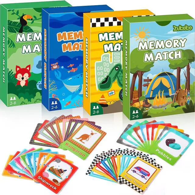 Alt view image 7 of 7 - 4 Sets Memory Matching Game for Kids Memory Match Fun Matching Game Educational Toys for Family Night, Party Favors, Classroom Prizes (Style 2)
