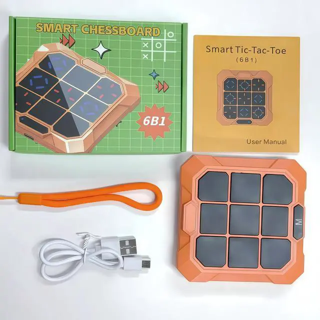 Alt view image 3 of 7 - BrainPlay Electronic Handheld Game Console - 6-in-1 Tic Tac Toe, Memory & Puzzle Games for Kids Adults, Portable Travel Toy, Birthday Gift for Boys Girls Ages 6+