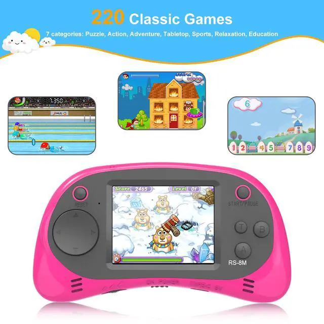Alt view image 3 of 7 - Kids Handheld Game Player - 220 Built-in Games, 2.5" IPS Display, Rechargeable & Long-Lasting - Ideal Travel Toys for Kids Ages 3-10 Boys & Girls
