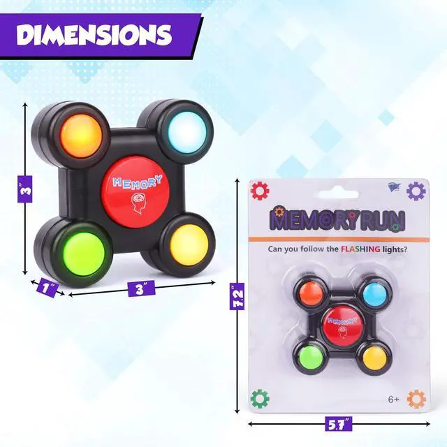 Alt view image 7 of 7 - Memory Run - Electronic Memory Handheld Game with Lights - Competitive Maze Challenge Gameplay -Cognitive Developmental Brain Teaser Puzzle Toy - Kids Ages 6+